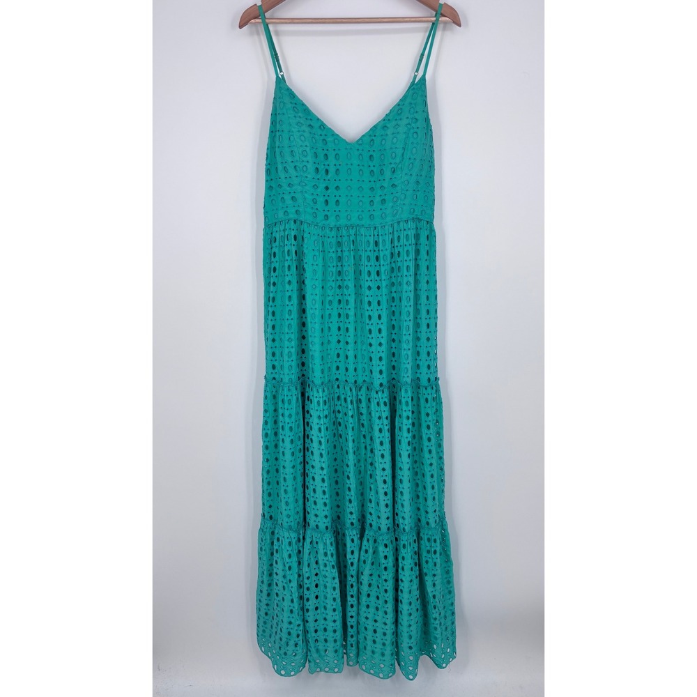 Lilly Pulitzer Melody Maxi Dress Womens 10 Gustavia Green Stripey Rayon Eyelet